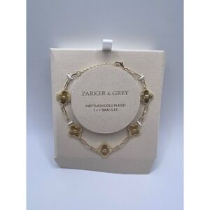 Parker & Grey 14KT Flash Gold Plated‎ 7+1" Bracelet Floral Ditzy Jewelry Simple